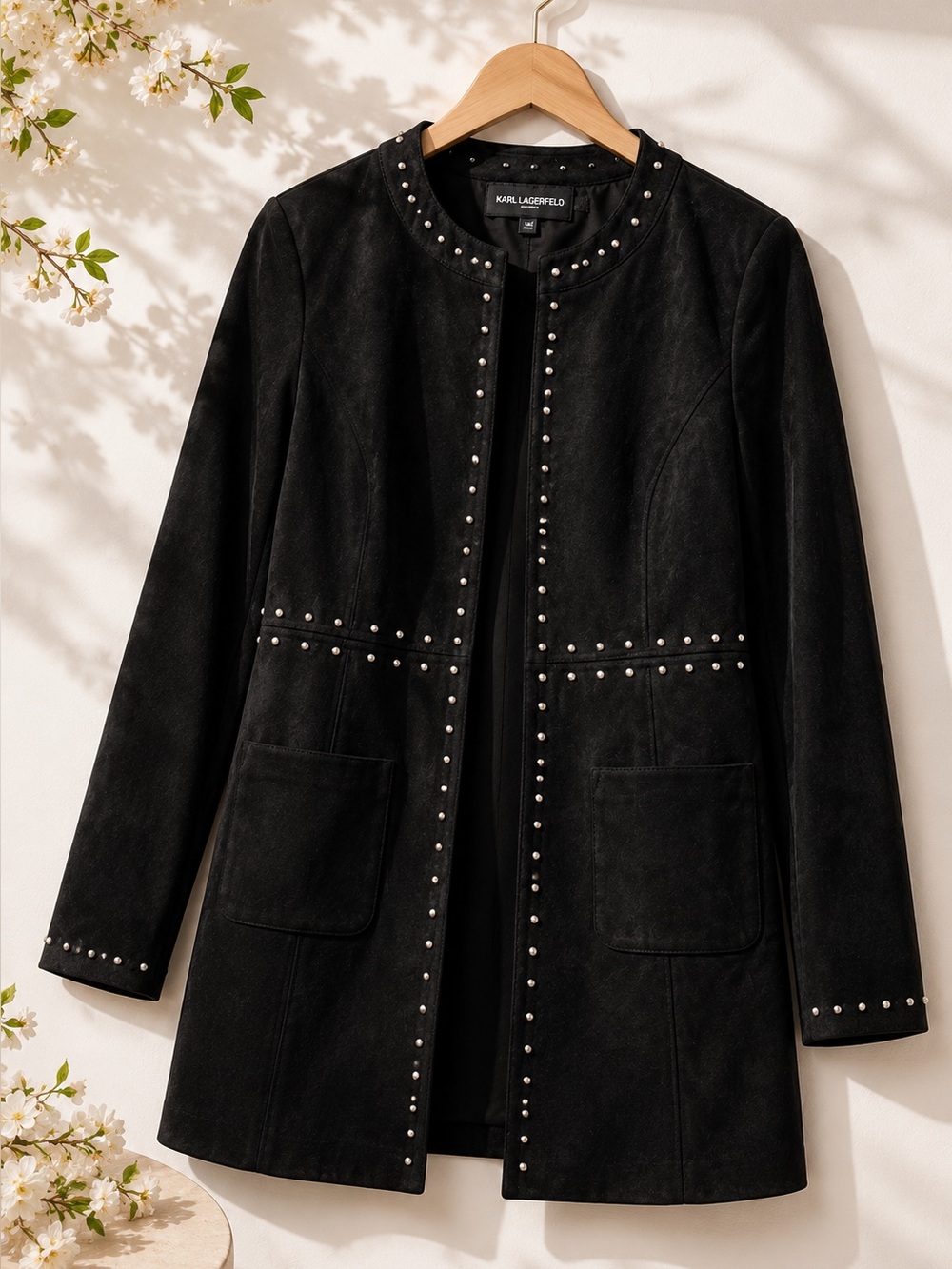 Karl Lagerfeld Embellished Faux Suede Jacket NWOT
